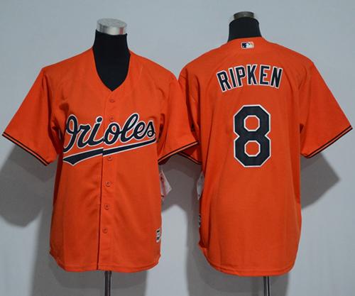 Orioles #8 Cal Ripken Orange Cool Base Stitched Youth MLB Jersey - Click Image to Close